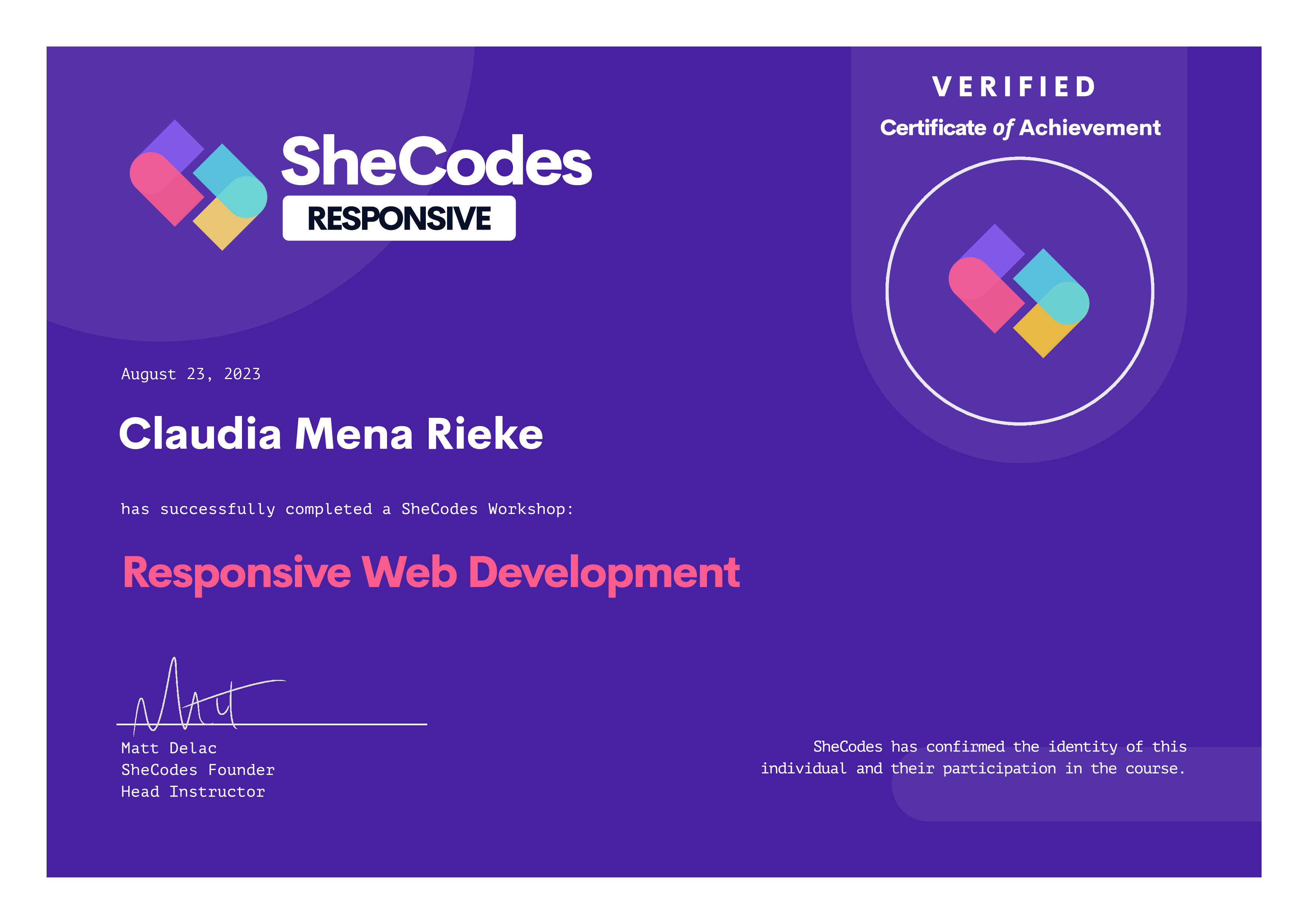 SheCodes Responsive Certification